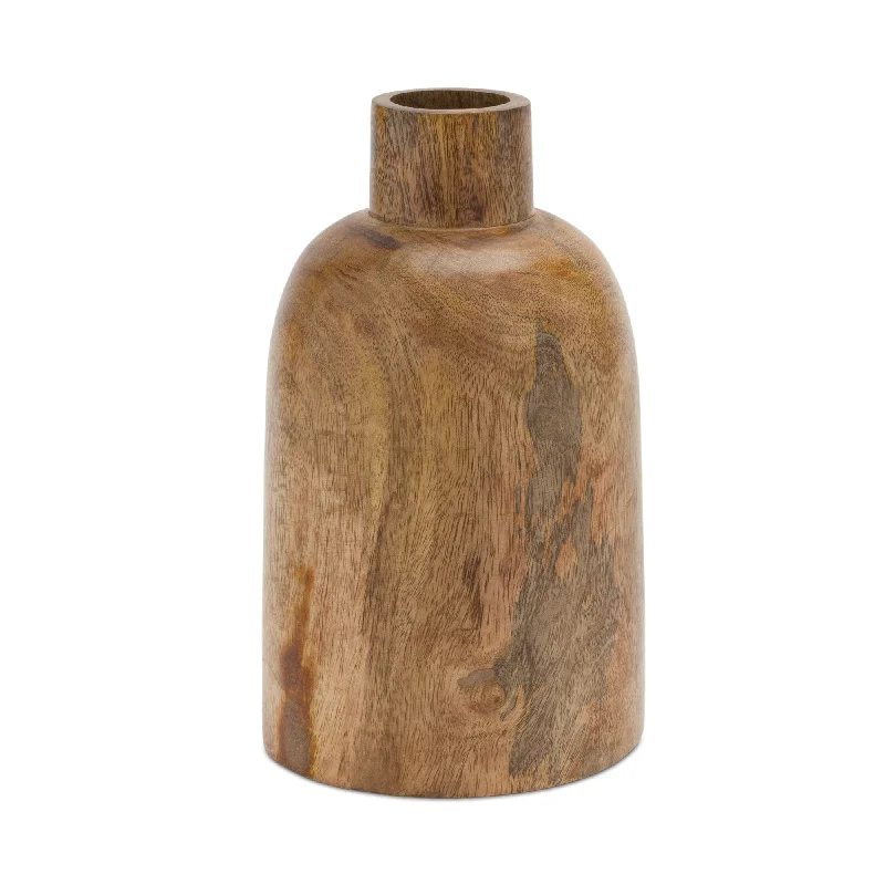Don't Wait Mango Wood 8.75" Bottle Vase, Set of 2