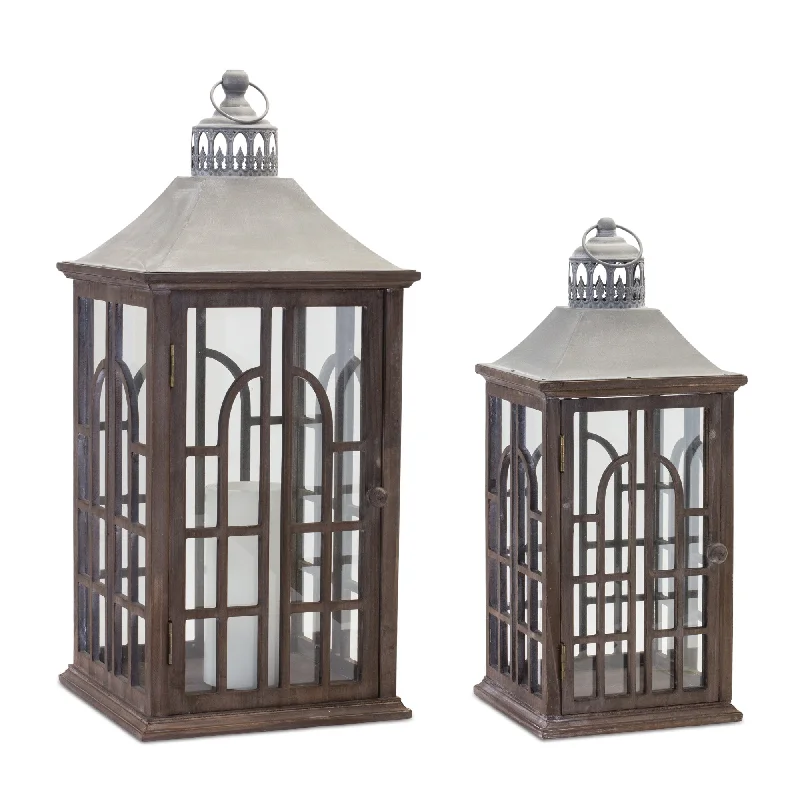 Weekend Savings Sensation Wood Lantern with Metal Lid (Set of 2)