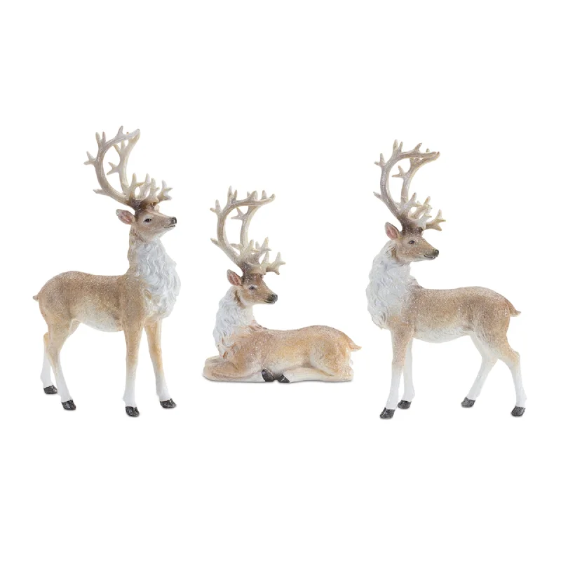 Weekend Shopping Bliss Glittered Holiday Deer Figurine, Set of 3