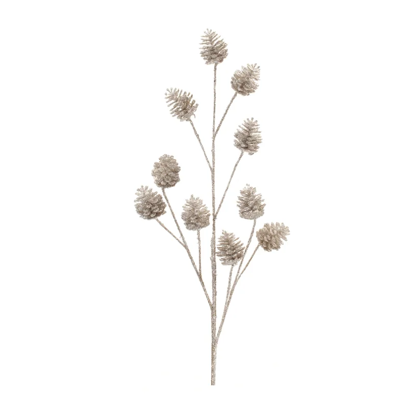 Time-Sensitive Glittered Gold Pinecone Spray, Set of 6