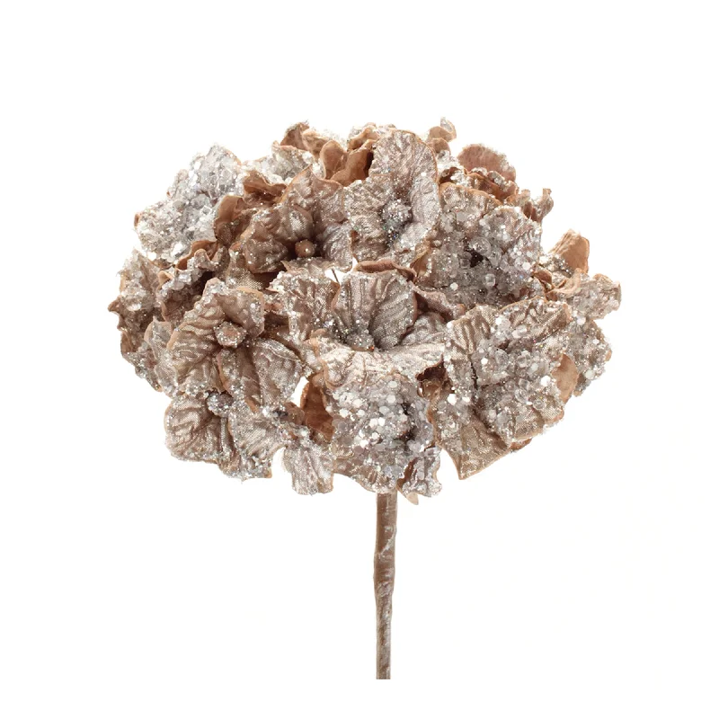 Overstock Clearance Beaded Champagne Hydrangea Flower Stem, Set of 2