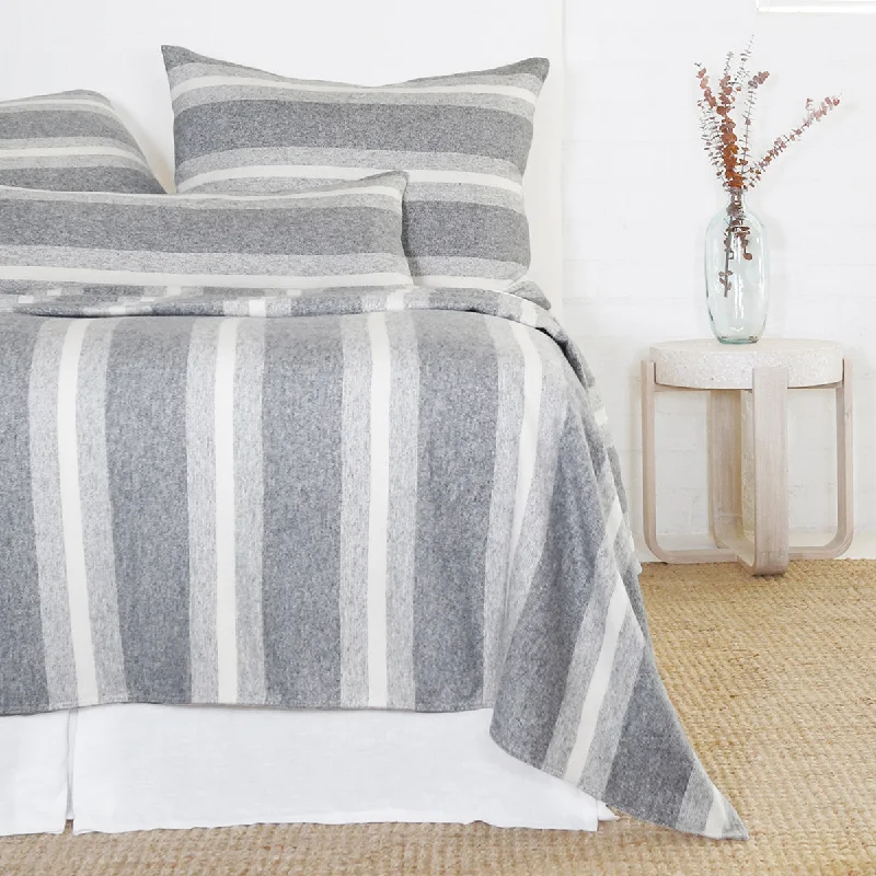 Closeout Alpine Grey/Ivory Striped Bedding