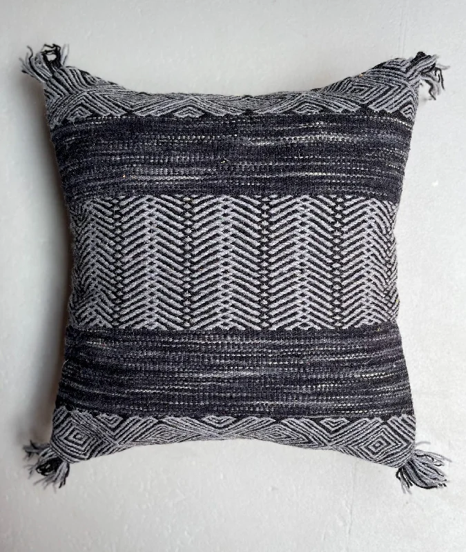 Special Savings Anzal's Flatweave x Zanafi Pillow - Grey/Black