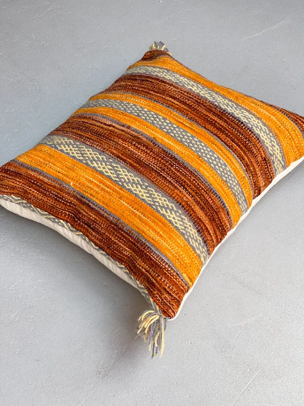 Huge Discounts Anzal's Flatweave x Zanafi Pillow - Orange/Brown/Blue