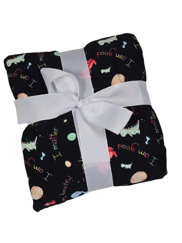 Weekend Deals That Wow Baby's Dino Affirmations Bamboo Blanket In Black