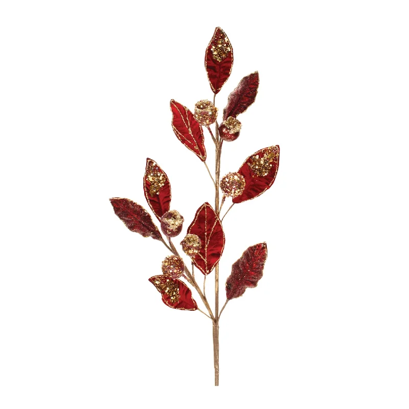 Overstock Sale Beaded Burgandy Leaf Stem, Set of 2