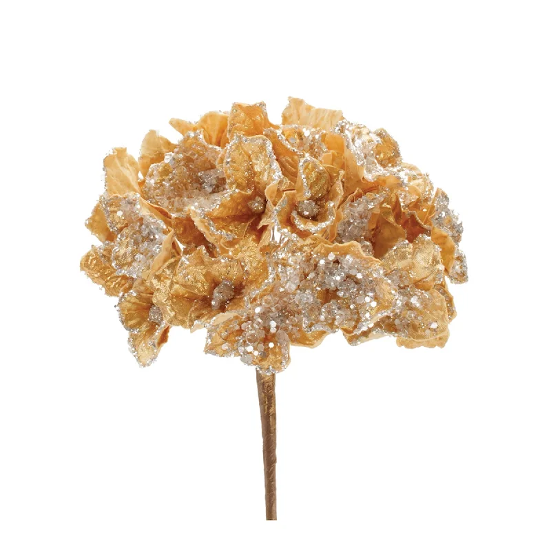 Special Discount Beaded Gold Hydrangea Flower Stem, Set of 2