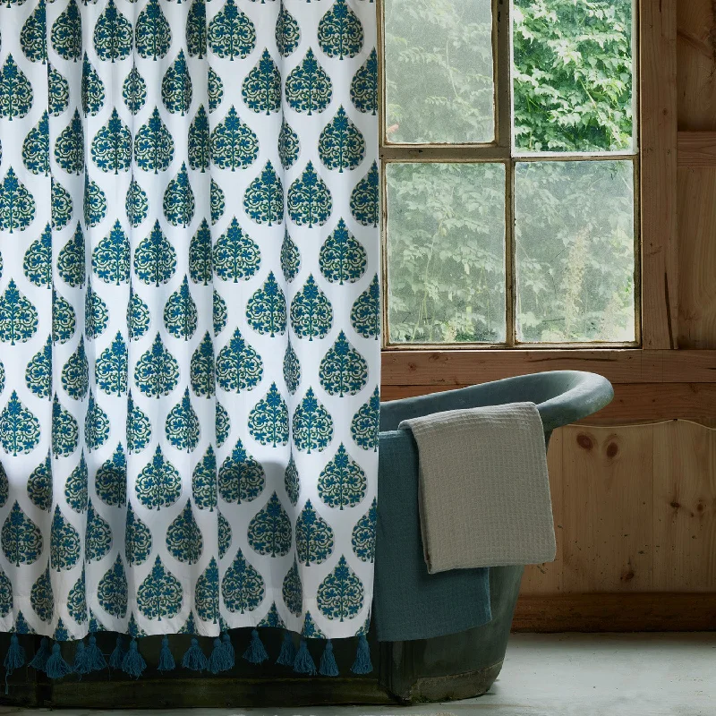 Weekend Discounts to Savor Bilva Peacock Organic Shower Curtain