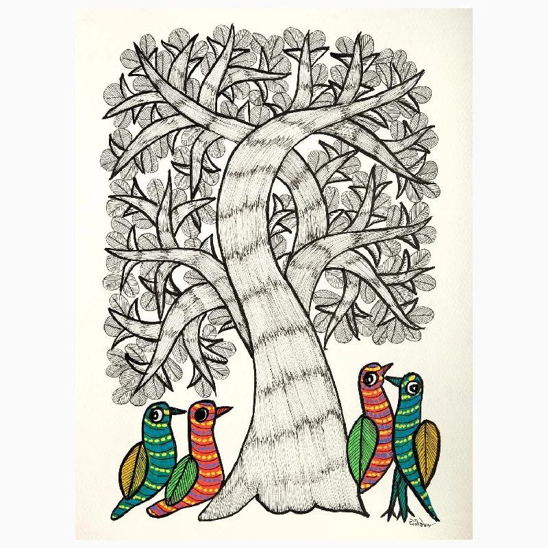 Quick Sale Black And White Tree With Birds