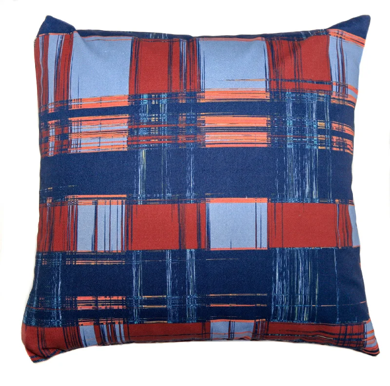 Pay Less Blue Plaid Throw Pillow