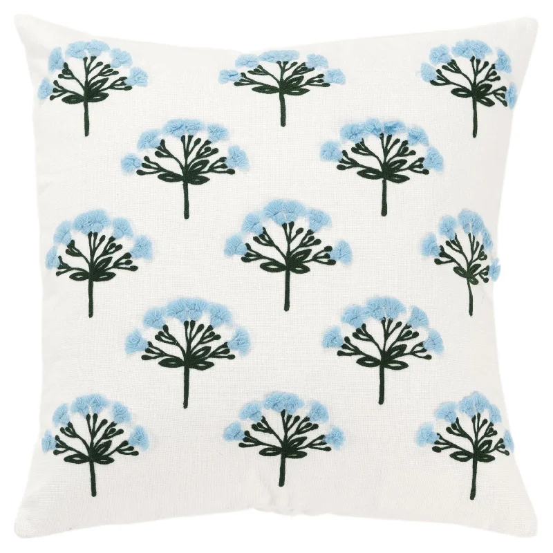 One-DAY Sale Botanical  Printed With Embroidery 100% Cotton Decorative Throw Pillow