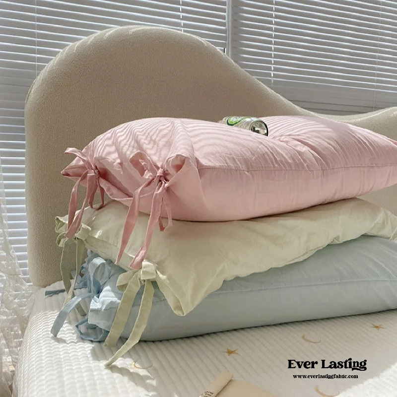 The Best Deal Bow Tied Ribbon Pastel Pillowcases (6 Colors)