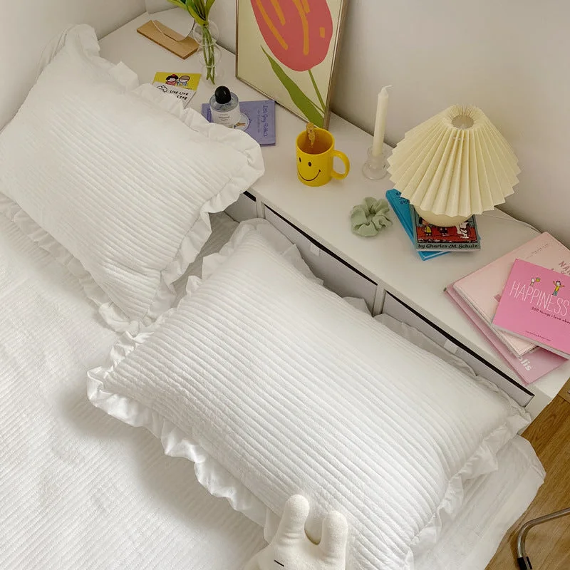 Unmissable Offer Chiffon Quilted Ruffle Pillowcases (10 Colors)