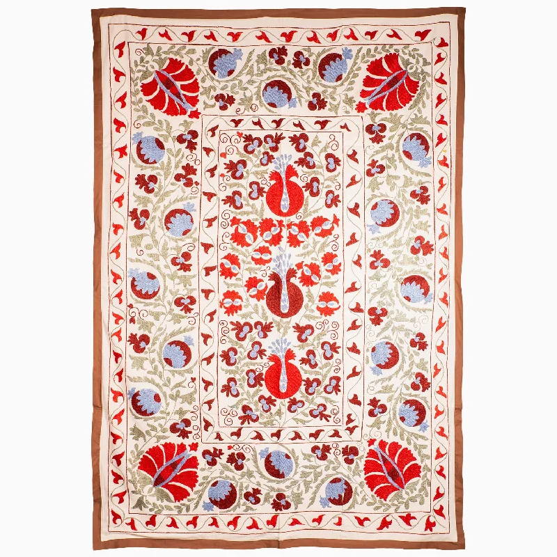 Blowout Deals Corners In Coral Suzani Blanket