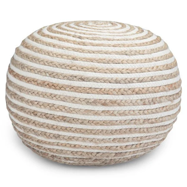One-Day Only Cotton and Jute Woven Round Pouf