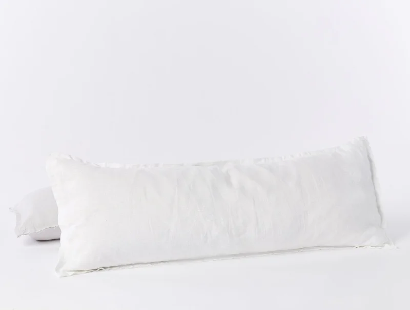 Midnight Madness Alpine White Organic Relaxed Linen Lumbar Pillow Cover