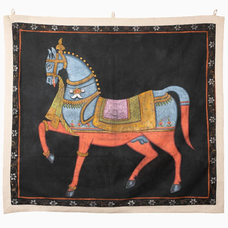 Hurry In Dancing Horse on Black Tapestry