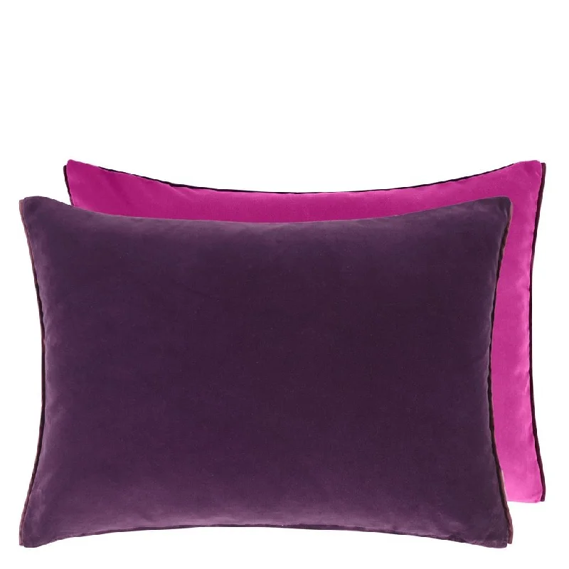 Limited Time Discount Cassia Aubergine & Magenta Velvet Pillow by Designers Guild