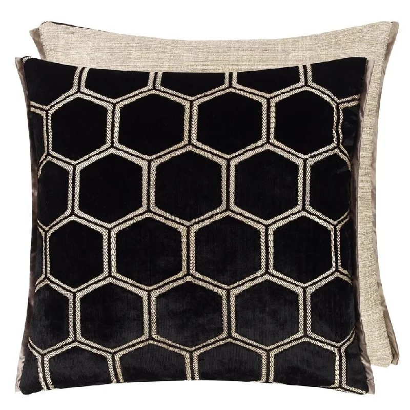 Online Exclusive Manipur Noir Velvet Decorative Pillow by Designers Guild