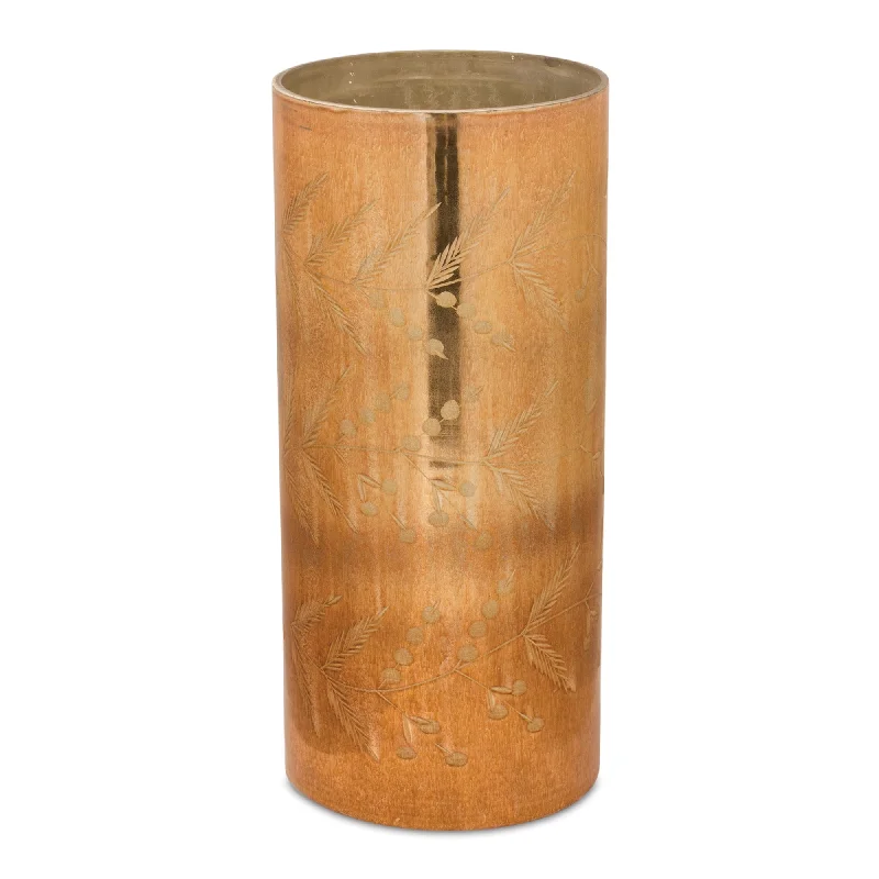 Value Deals Etched Amber Glass Candle Holder, Set of 2