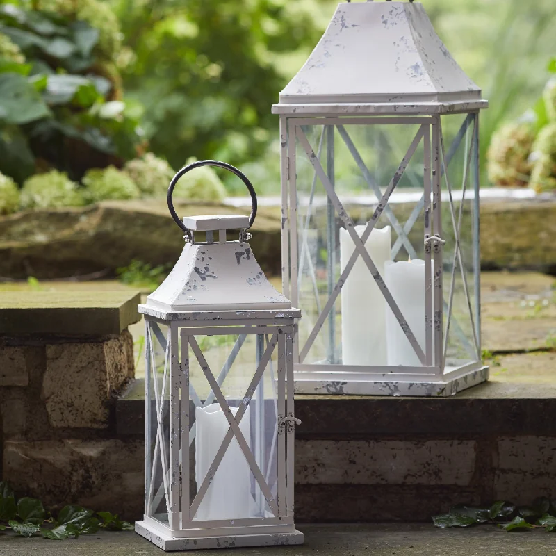 Stock Clearance Farmhouse Distressed Metal Lantern, Set of 2