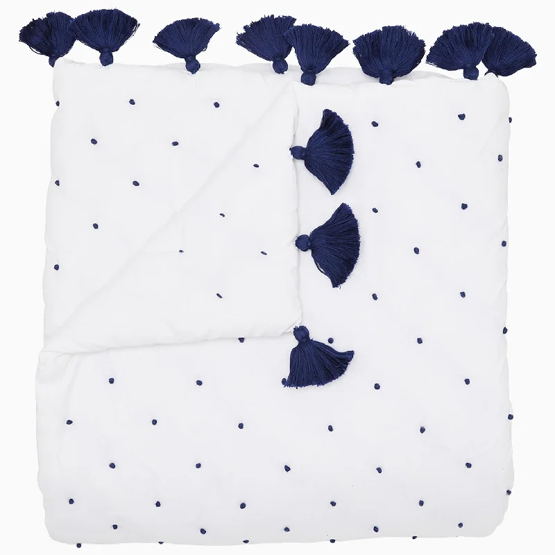 Weekend Shopping Bliss French Knot Indigo Throw