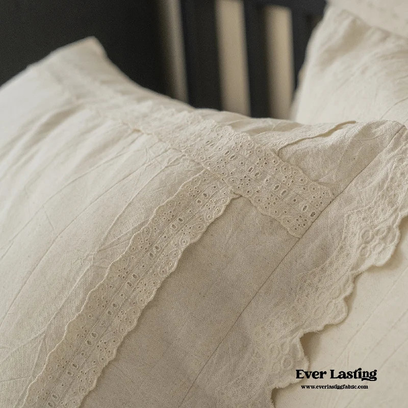 Overstock French Linen Cotton Embroidered Floral Pillowcases