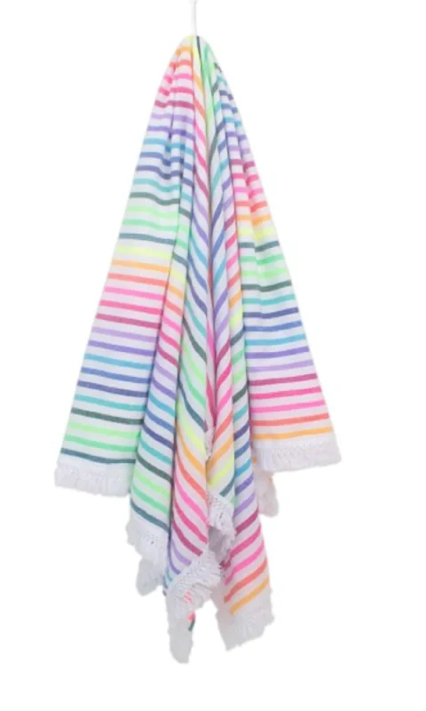 Weekend Deals to Make You Smile Fringe Blanket/towel In La Iris