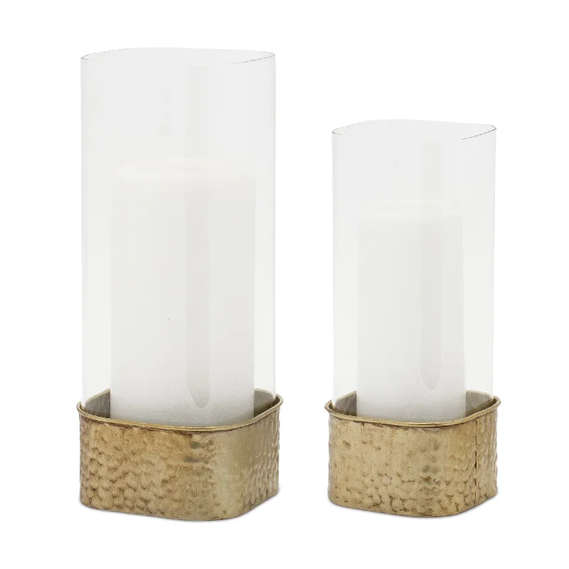 Weekend Wonders Await! Hammered Metal Candle Holder, Set of 2