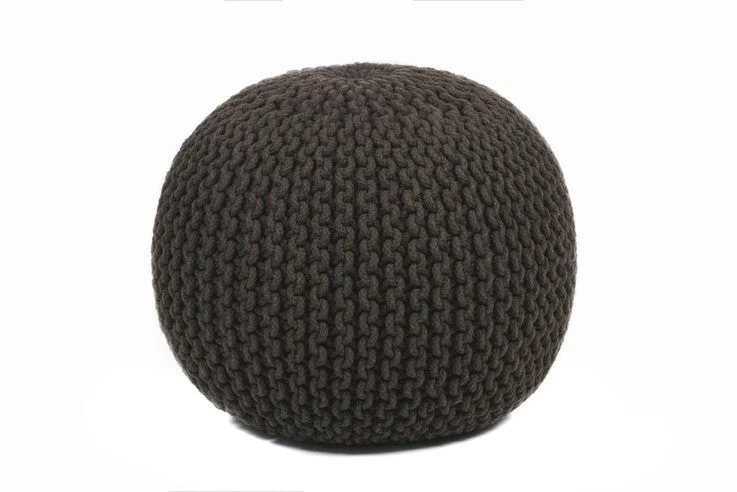Weekend Deals That Dazzle Hand-knitted Contemporary Cotton Pouf, Black