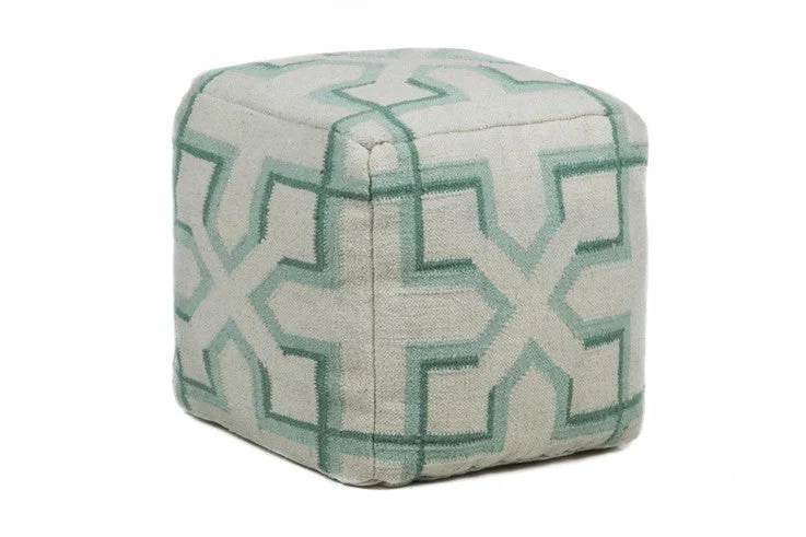 Weekend Discounts to Snag Hand-knitted Contemporary Wool Pouf, Green