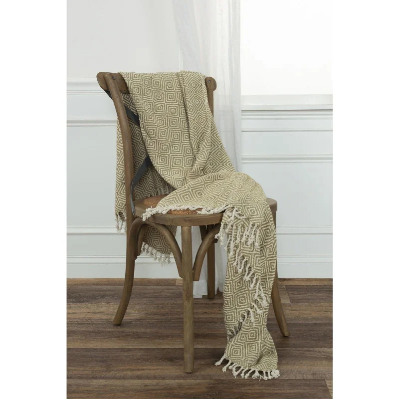Big Discounts Hand loomed Diamond 100% Cotton Throw