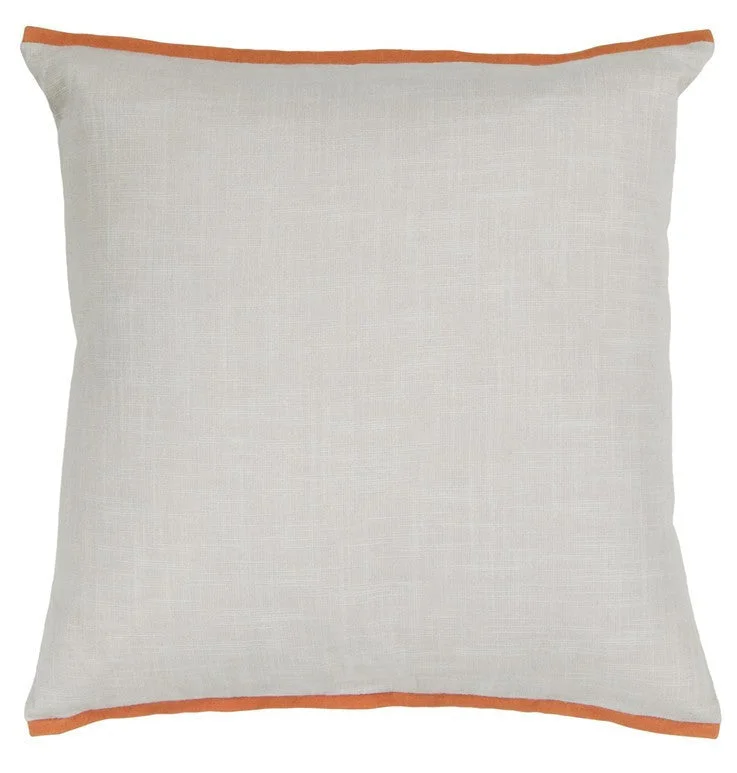 Weekend Deals That Excite Handmade Contemporary Pillow, White w/ Orange Edge