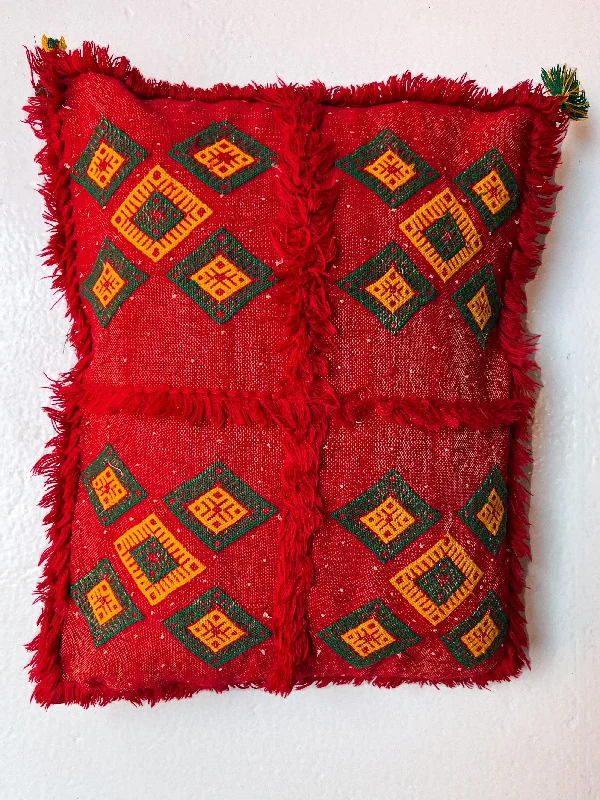 Markdown Madness Kalaat M'Gouna's Zemmour Hanbel Pillow - Evil Eye, Red