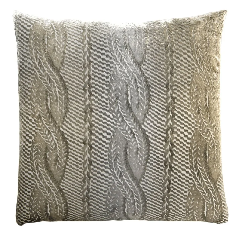Reduced Prices Nickel Cable Knit Velvet Pillow by Kevin O'Brien Studio