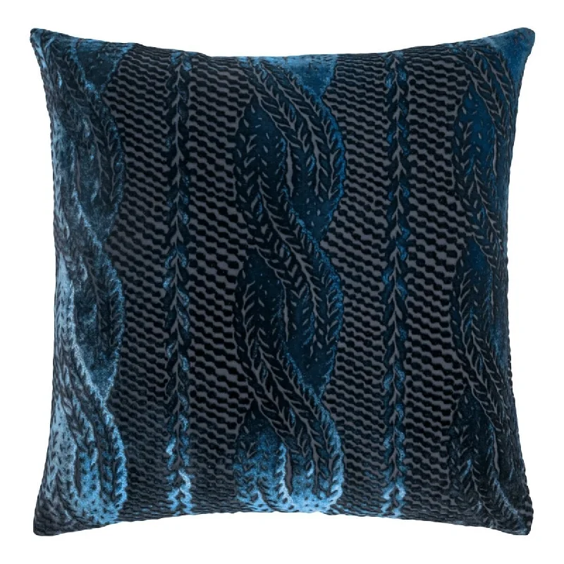 Weekend Special Cobalt Black Cable Knit Pillow by Kevin O'Brien Studio