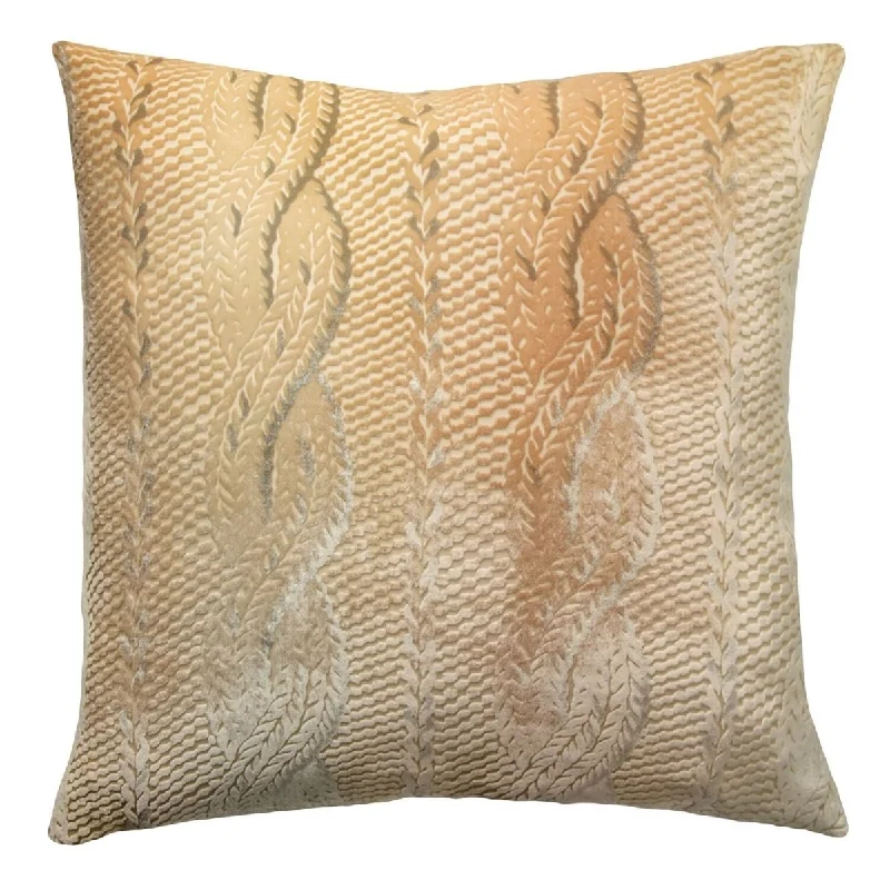 Time-Sensitive Gold Beige Cable Knit Pillow by Kevin O'Brien Studio