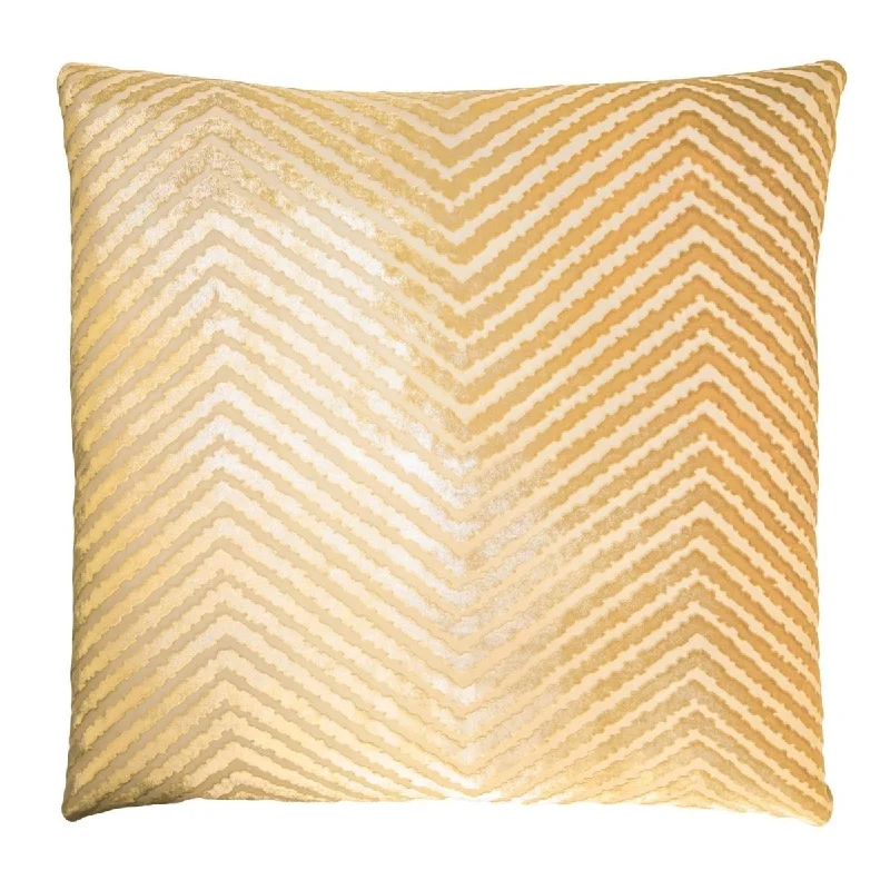 YEAR-End Clearance Gold Beige Chevron Velvet Pillow by Kevin O'Brien Studio