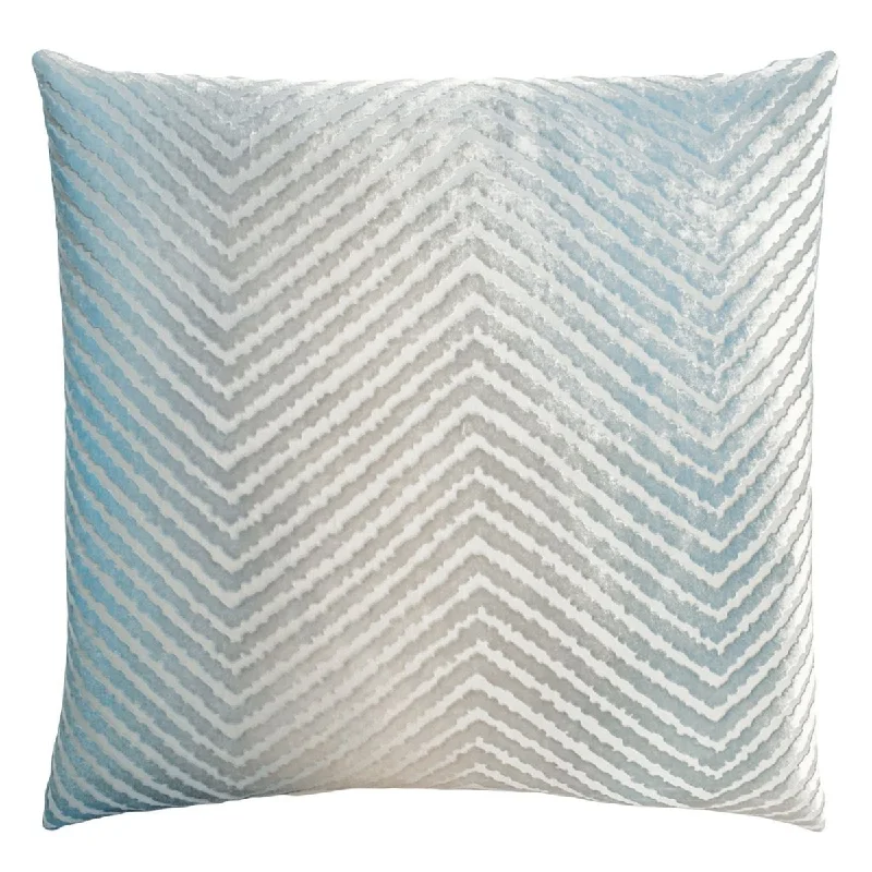 Big Savings Robin's Egg Chevron Velvet Pillow by Kevin O'Brien Studio