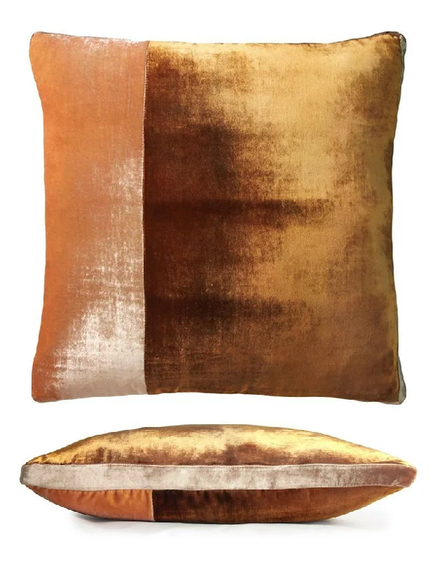 Incredible Savings For A Limited Period Copper Ivy Color Block Velvet Throw Pillow