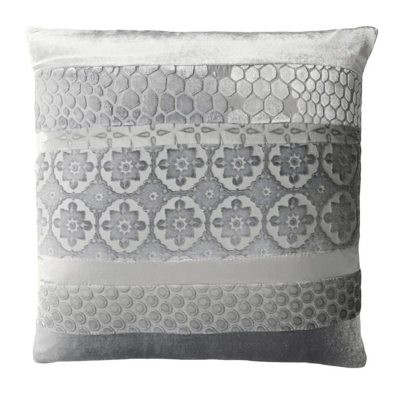 Weekend Discounts to Indulge In Silver Velvet Patchwork Pillows by Kevin O'Brien Studio