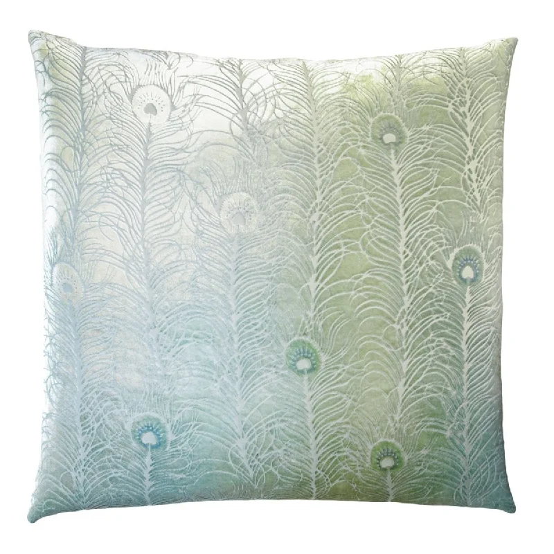 Limited Time Ice Peacock Feather Velvet Pillow by Kevin O'Brien Studio