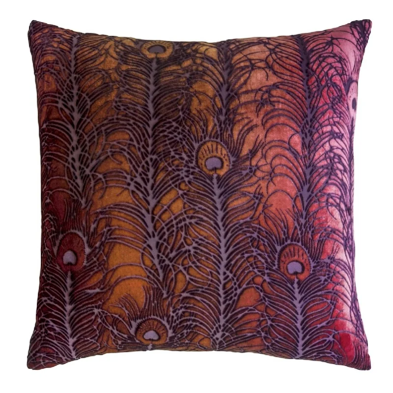 Exclusive Deal Wildberry Peacock Feather Pillow by Kevin O'Brien Studio