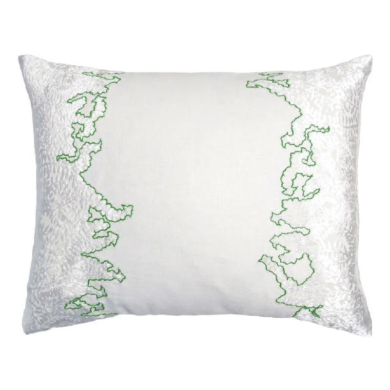 Best Prices Of The Season Happening Now White & Grass Ferns Embroidered Velvet Appliqué Pillow