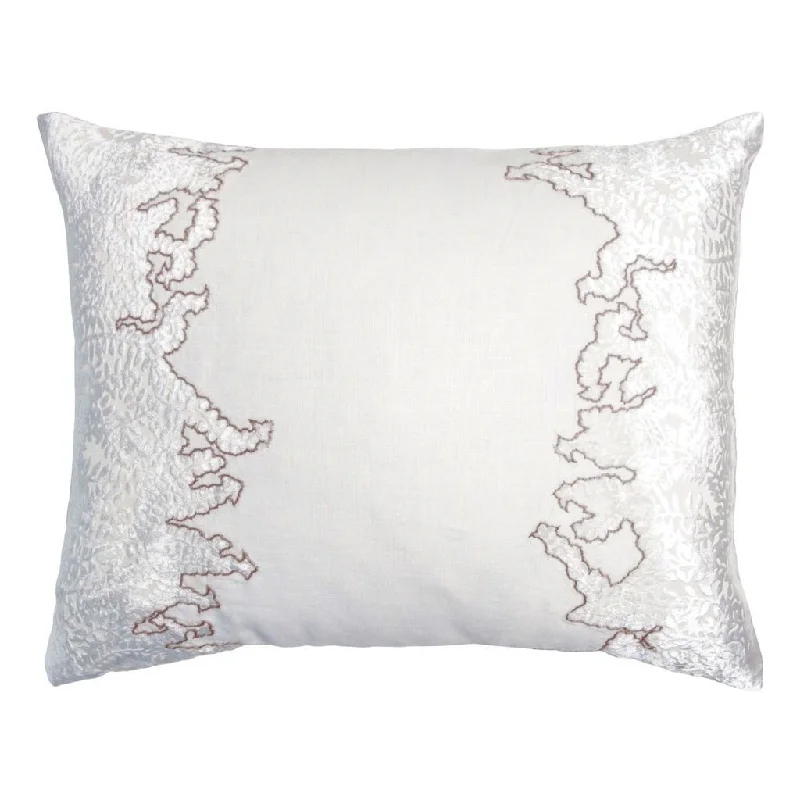 Weekend Savings Spectacular White & Latte Ferns Embroidered Velvet Appliqué Pillow