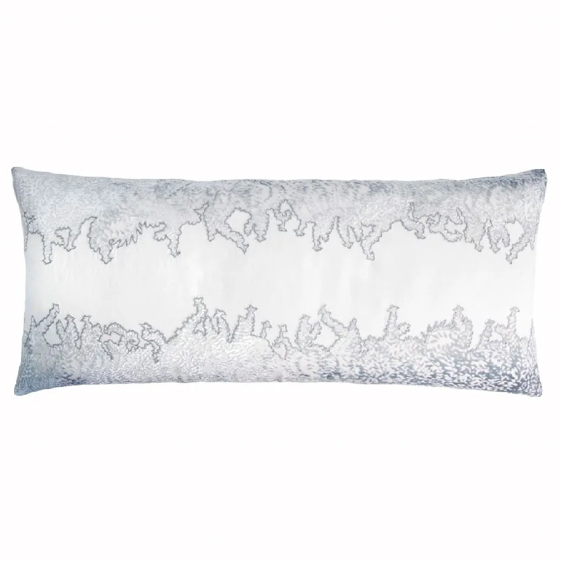 Weekend Discounts to Enjoy White & Steel Ferns Embroidered Velvet Appliqué Pillow