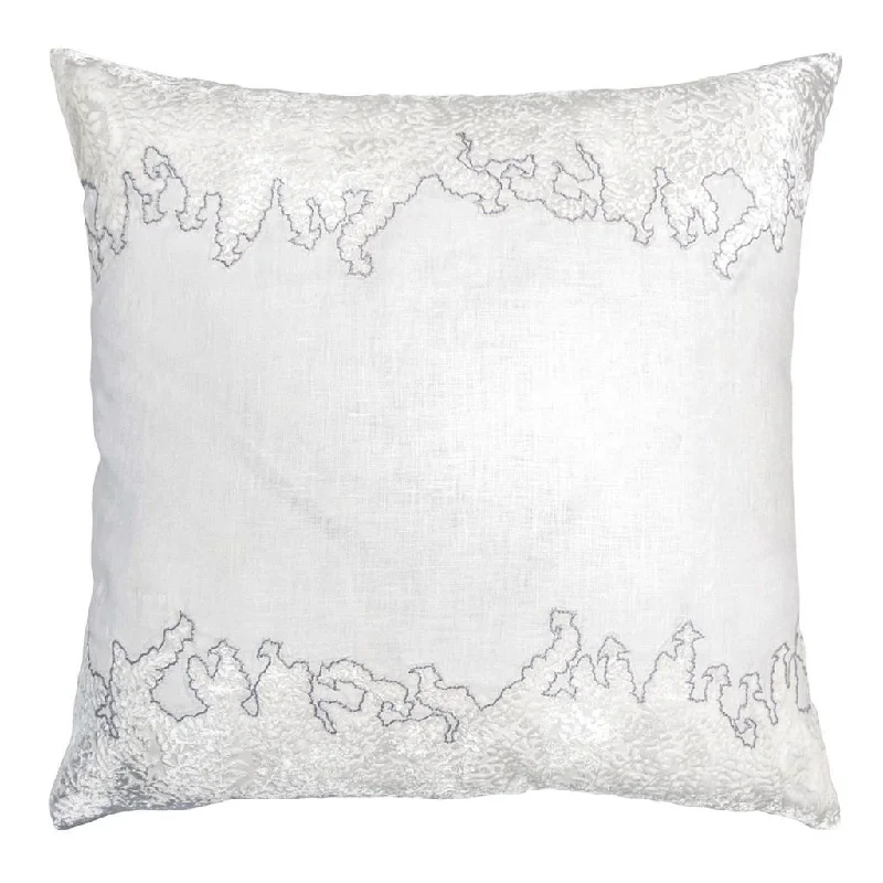 Crazy Deals Ferns White & Grey Velvet Appliqué Decorative Pillow