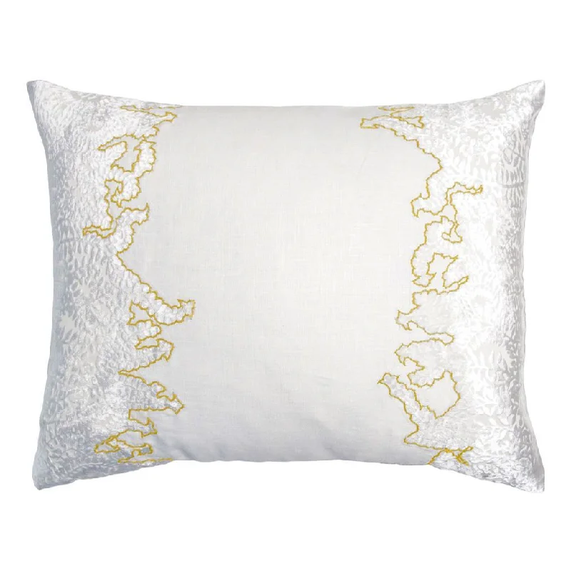 Weekend Deals That Spark White & Yellow Ferns Embroidered Velvet Appliqué Pillow