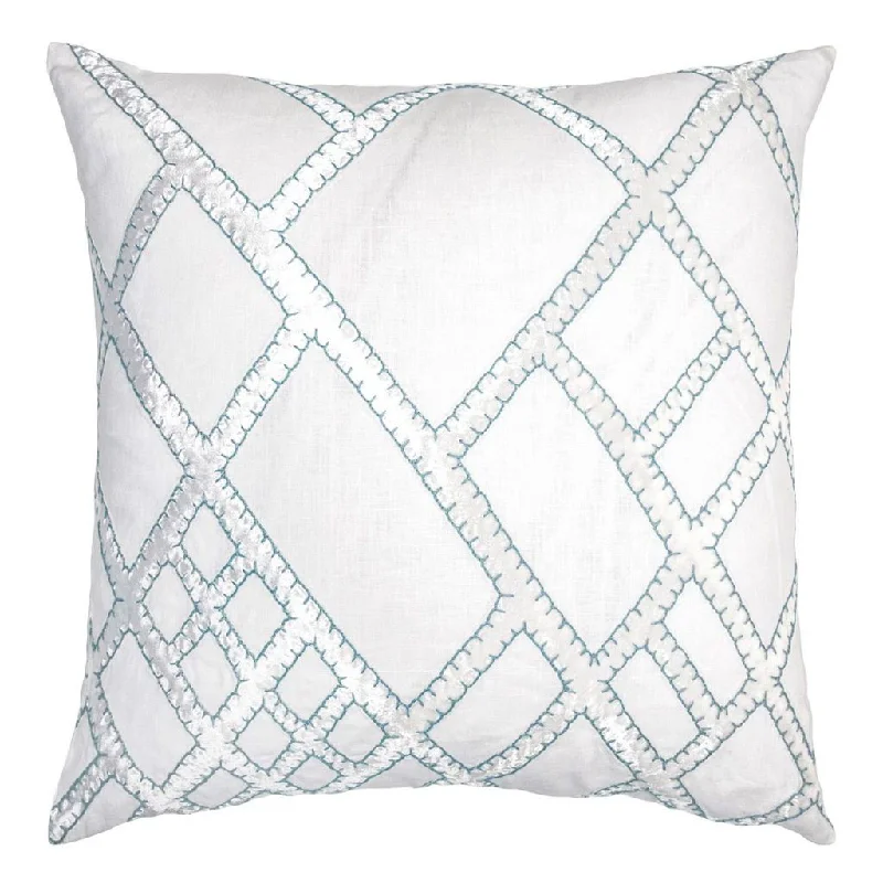 Weekend Discounts to Savor Robin's Egg Net Velvet Appliqué Pillow by Kevin O'Brien Studio