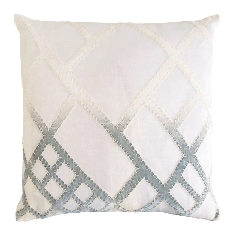 Crazy Deals Sage & White Net Velvet Appliqué Pillow